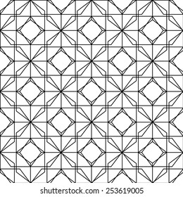 Black and white geometric seamless pattern with line, abstract background, vector, illustration.