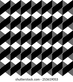 Black and white geometric seamless pattern with triangle and trapezoid, abstract background, vector, illustration.