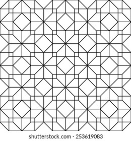 Black and white geometric seamless pattern with line, abstract background, vector, illustration.