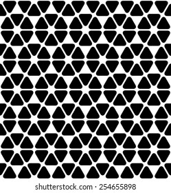 Black and white geometric seamless pattern with rounded triangle, abstract background, vector, illustration.