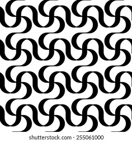 Black and white geometric seamless pattern with wavy line, abstract background, vector, illustration.