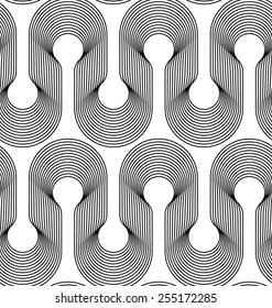 Black and white geometric seamless pattern with wavy line, abstract background, vector, illustration.
