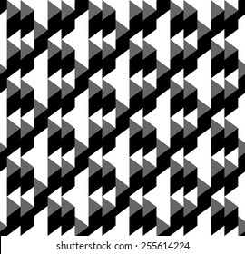 Black and white geometric seamless pattern with triangle and trapezoid, abstract background, vector, illustration.