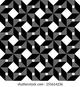 Black and white geometric seamless pattern, abstract background, vector, illustration.