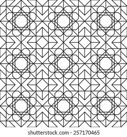Black and white geometric seamless pattern with line, abstract background, vector, illustration.