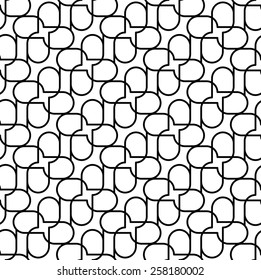 Black and white geometric seamless pattern with wavy line, abstract background, vector, illustration.