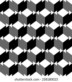 Black and white geometric seamless pattern with triangle and trapezoid, abstract background, vector, illustration.