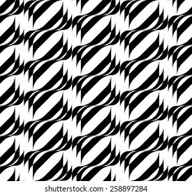 Black and white geometric seamless pattern with wavy stripe, abstract background, vector, illustration.