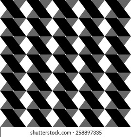 Black and white geometric seamless pattern with triangle and trapezoid, abstract background, vector, illustration.