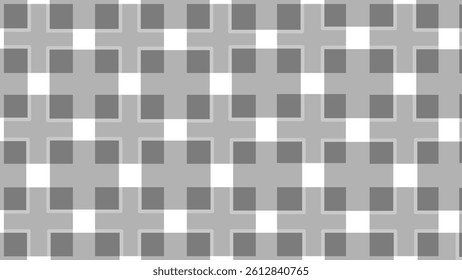 Black and white geometric seamless pattern with squares. Plaid checkered background.