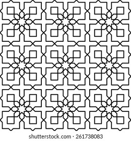 Black and white geometric seamless pattern in arabic stylish. Vector seamless pattern. Abstract background.