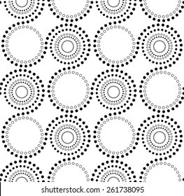 Black and white geometric seamless pattern with circle. Abstract background. Vector seamless pattern.