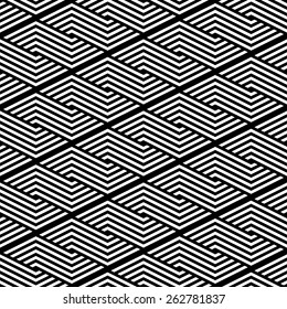 Black and white geometric seamless pattern with stripe. Abstract background. Vector seamless pattern.