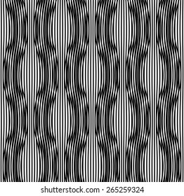 Black and white geometric seamless pattern with wavy line. Abstract background. Vector seamless pattern.