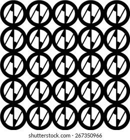 Black and white geometric seamless pattern with circle and  line. Abstract background, vector, illustration.
