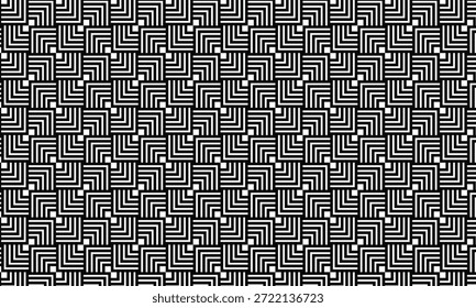 Modelo inconsútil geométrico blanco y negro con líneas cuadradas abstractas para el Fondo de pantalla de fondo mínimo moderno y el diseño textil