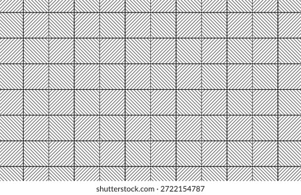 Padrão contínuo geométrico preto e branco com linhas quadradas interligadas para fundo mínimo abstrato e design de tecido têxtil