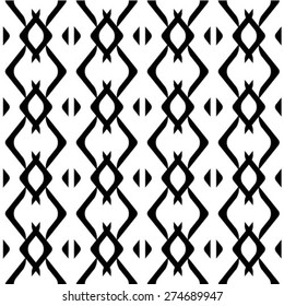 Black and white geometric seamless pattern, abstract background, vector