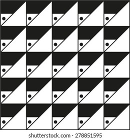 Black and white geometric seamless pattern with triangle, abstract background, vector.