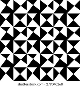 Black and white geometric seamless pattern with triangle, abstract background, vector.