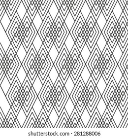 Black and white geometric seamless pattern with diamond. Abstract background. Vector seamless pattern.