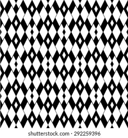 Black and white geometric seamless pattern, symmetric endless vector background. Monochrome abstract crossing concept covering.