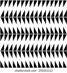 Black and white geometric seamless pattern with triangle, abstract background, vector.