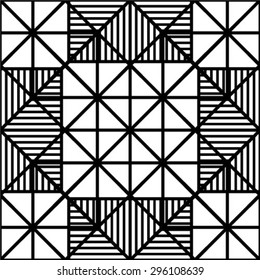 Black and white geometric seamless pattern with triangle, abstract background, vector.