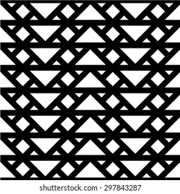 Black and white geometric seamless pattern with triangle, abstract background, vector.