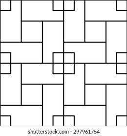 Black and white geometric seamless pattern, abstract background, vector