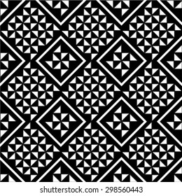 Black and white geometric seamless pattern with triangle, abstract background, vector.