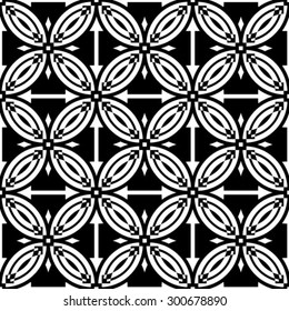 Black and white geometric seamless pattern, abstract background, vector