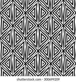Black and white geometric seamless pattern with triangle, abstract background, vector.