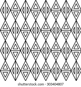 Black and white geometric seamless pattern with triangle, abstract background, vector.