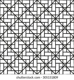 Black and white geometric seamless pattern, abstract background, vector