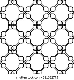 Black and white geometric seamless pattern, abstract background, vector