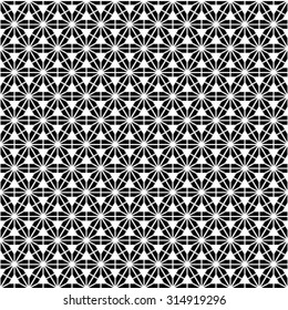 Black and white geometric seamless pattern with triangles, abstract background, vector.