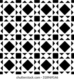 Black and white geometric seamless pattern with triangle, abstract background, vector.