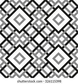 Black and white geometric seamless pattern. Simple regular background. Vector illustration with herringbone or puzzle