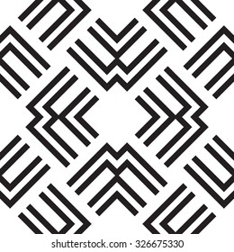 Black and white geometric seamless pattern. Simple regular background. Vector illustration with herringbone or puzzle