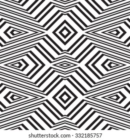 Black and white geometric seamless pattern. Simple regular background. Vector illustration with herringbone or puzzle