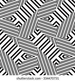Black and white geometric seamless pattern. Simple regular background. Vector illustration with herringbone or puzzle