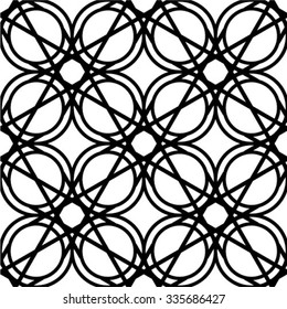Black and white geometric seamless pattern, abstract background, vector.