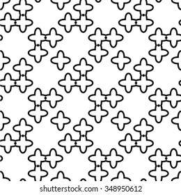 Black and white geometric seamless pattern, abstract background, vector