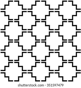 Black and white geometric seamless pattern, abstract background, vector