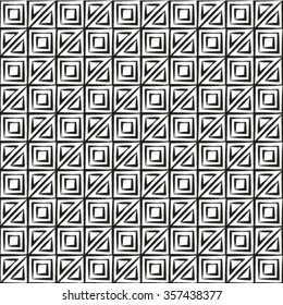Black and white geometric seamless pattern with triangle, abstract background, vector.