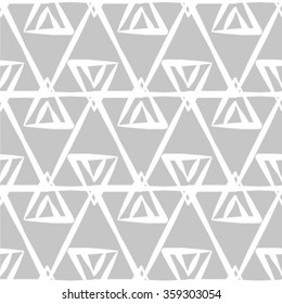Black and white geometric seamless pattern with triangle, abstract background, vector.