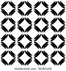 Black and white geometric seamless pattern, abstract background, vector