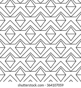 Black and white geometric seamless pattern with triangle, abstract background, vector.