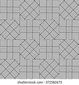 Black and white geometric seamless pattern. Simple regular background. Vector illustration with herringbone or puzzle